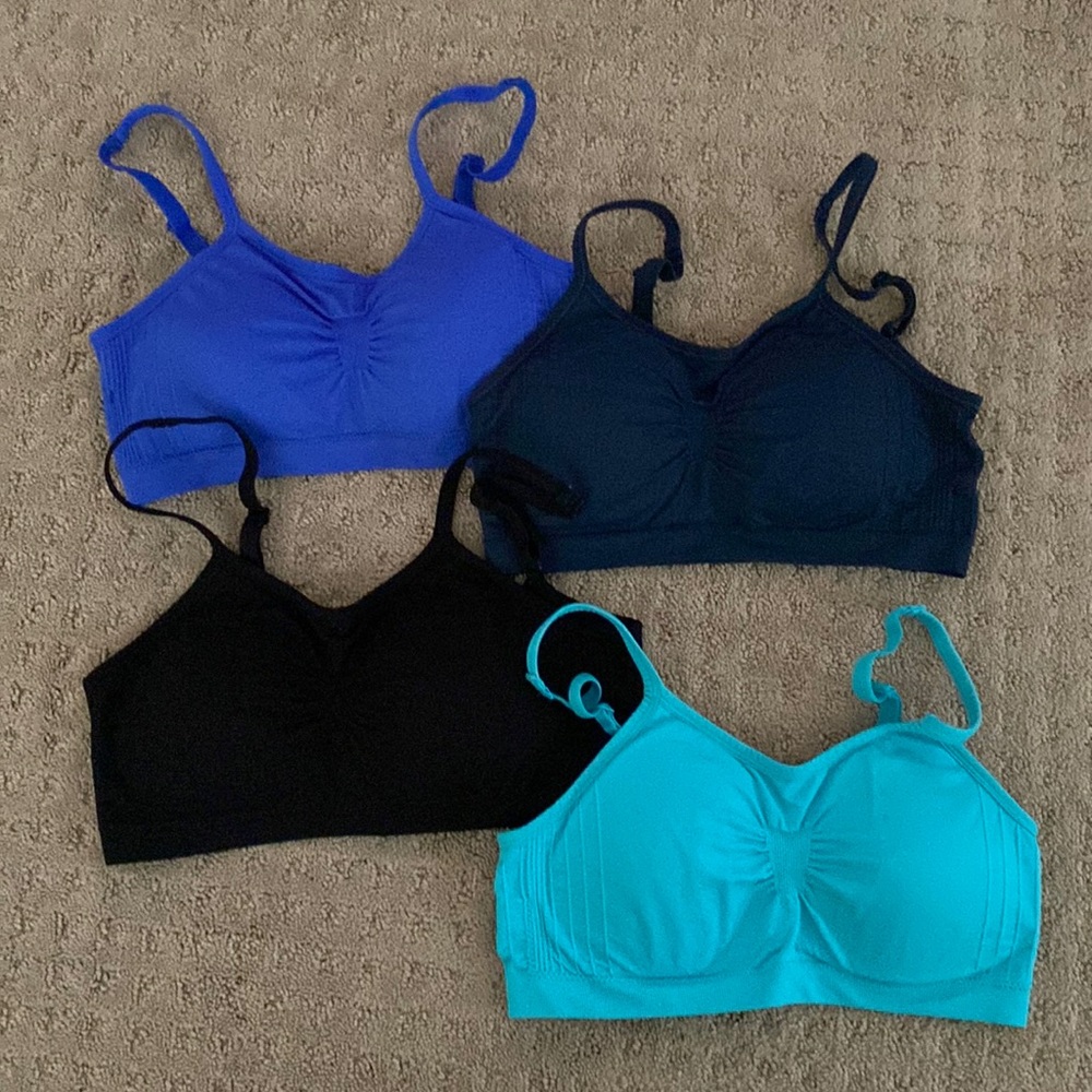 alon 4 Pack Women’s Nylon Spandex Removable Pads Comfort Cami Bras Wireless M/L